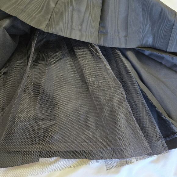 David Meister Vtg 90s Retro Classic Black Taffeta Velvet Bow Black Midi Dress 8 - Picture 7 of 12